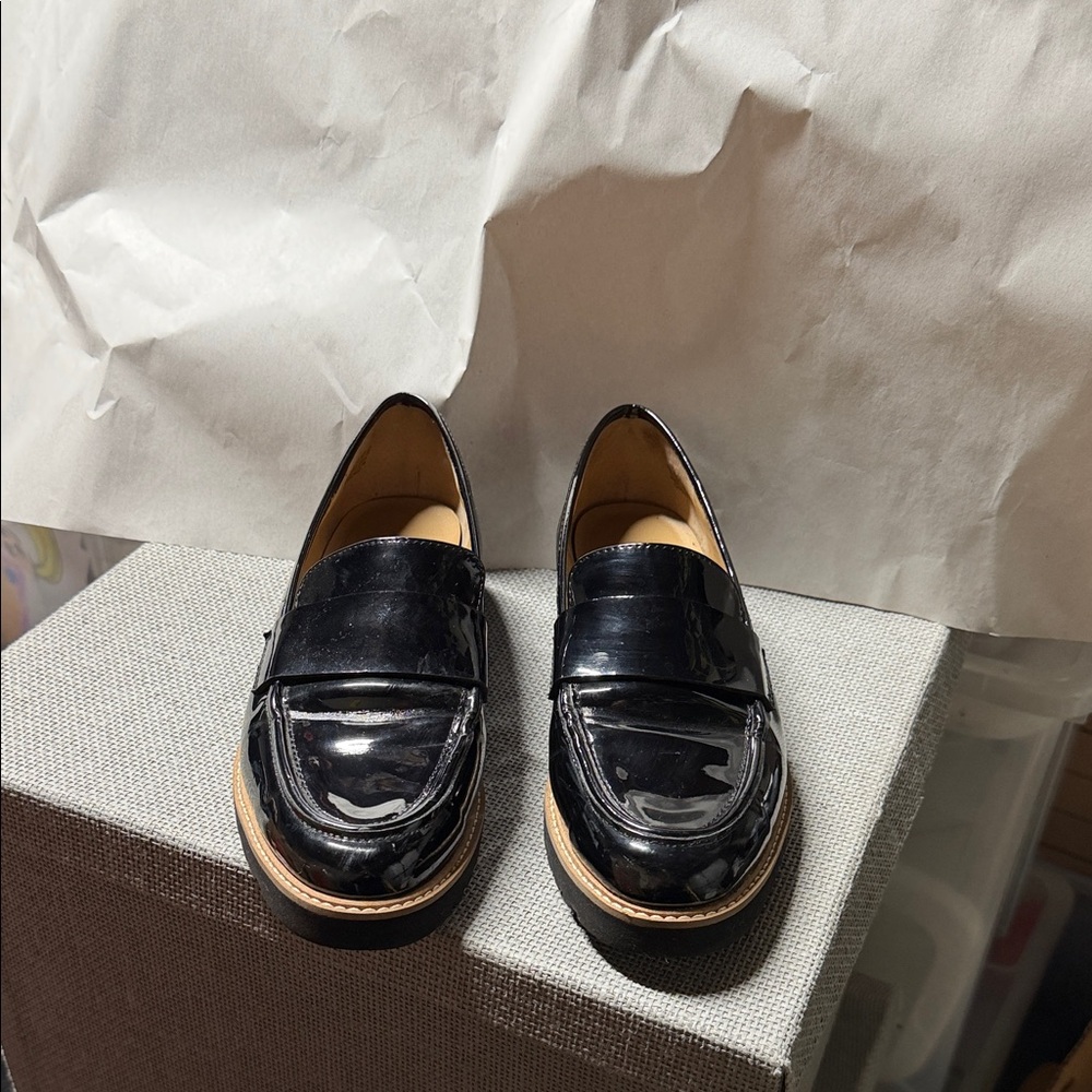 Franco Sarto Glossy Black Loafers